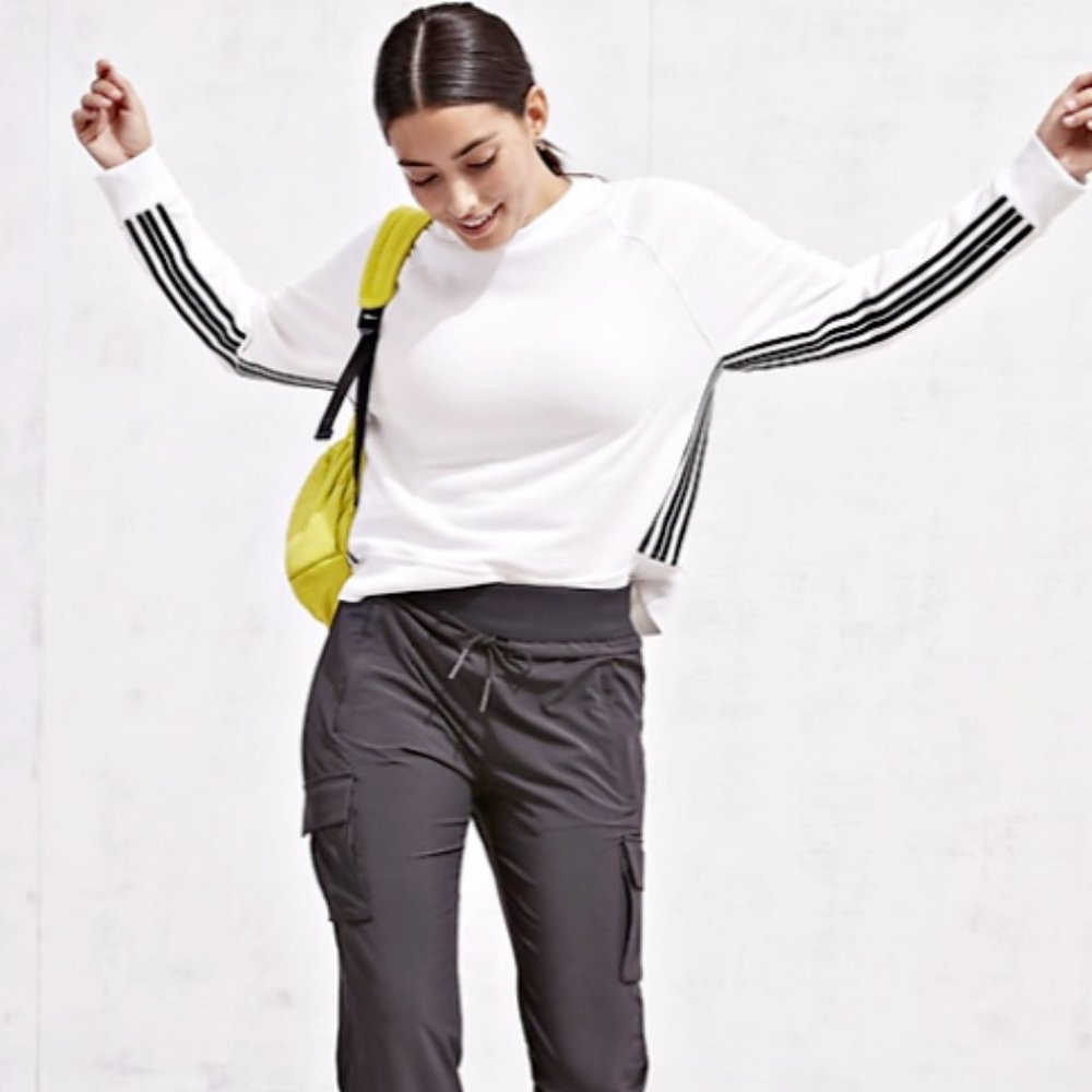 Athleta NWOT Sport Stripe Sweatshirt Bright White